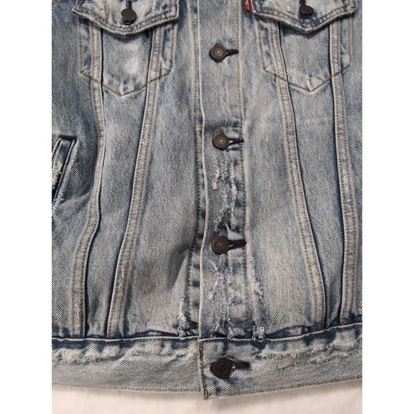 Levi's Denim Trucker Jacket Men's Small Blue Medium Wash Distressed S40116 - Picture 6 of 16
